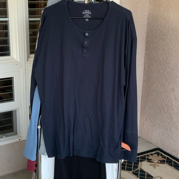 True Classic Men's Navy Long Sleeve Tee - Picture 1 of 5